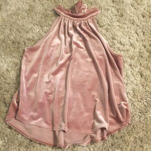 Gibson Pink Velvet Halter Blouse
